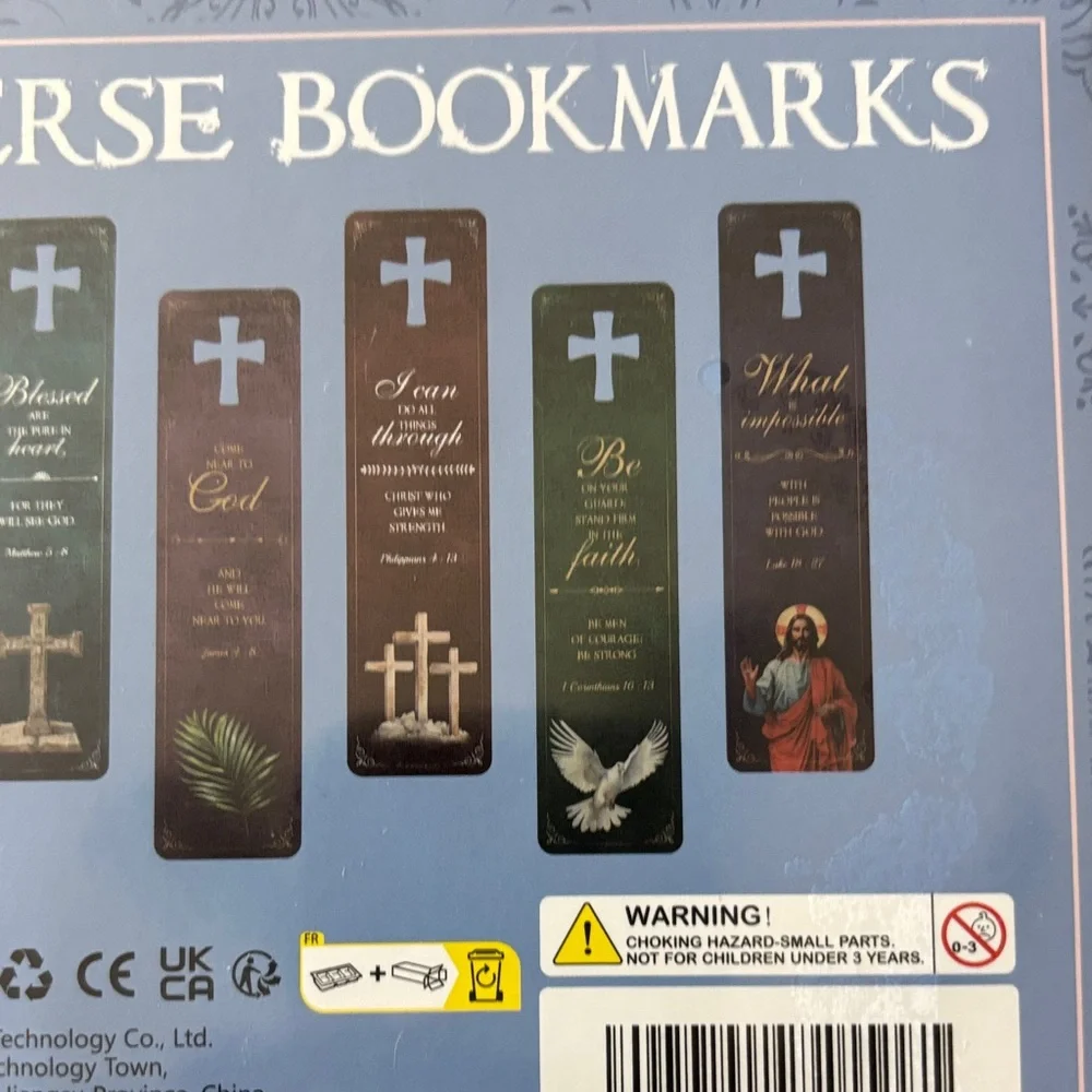 Blue Bible Verse Bookmarks - 120 Double-Sided Bookmarks